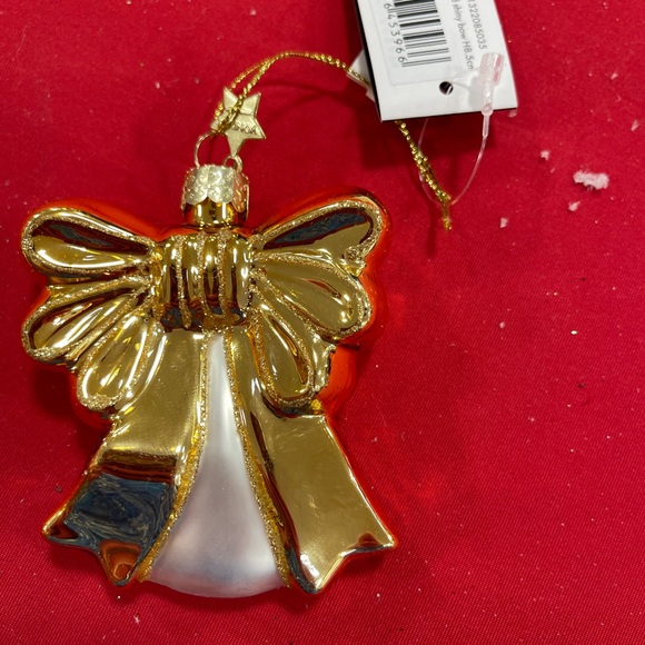 Christmas Ornament Gold Glitter Ribbon Bow Glass Handblown Vondels Amsterdam NWT - Picture 3 of 6
